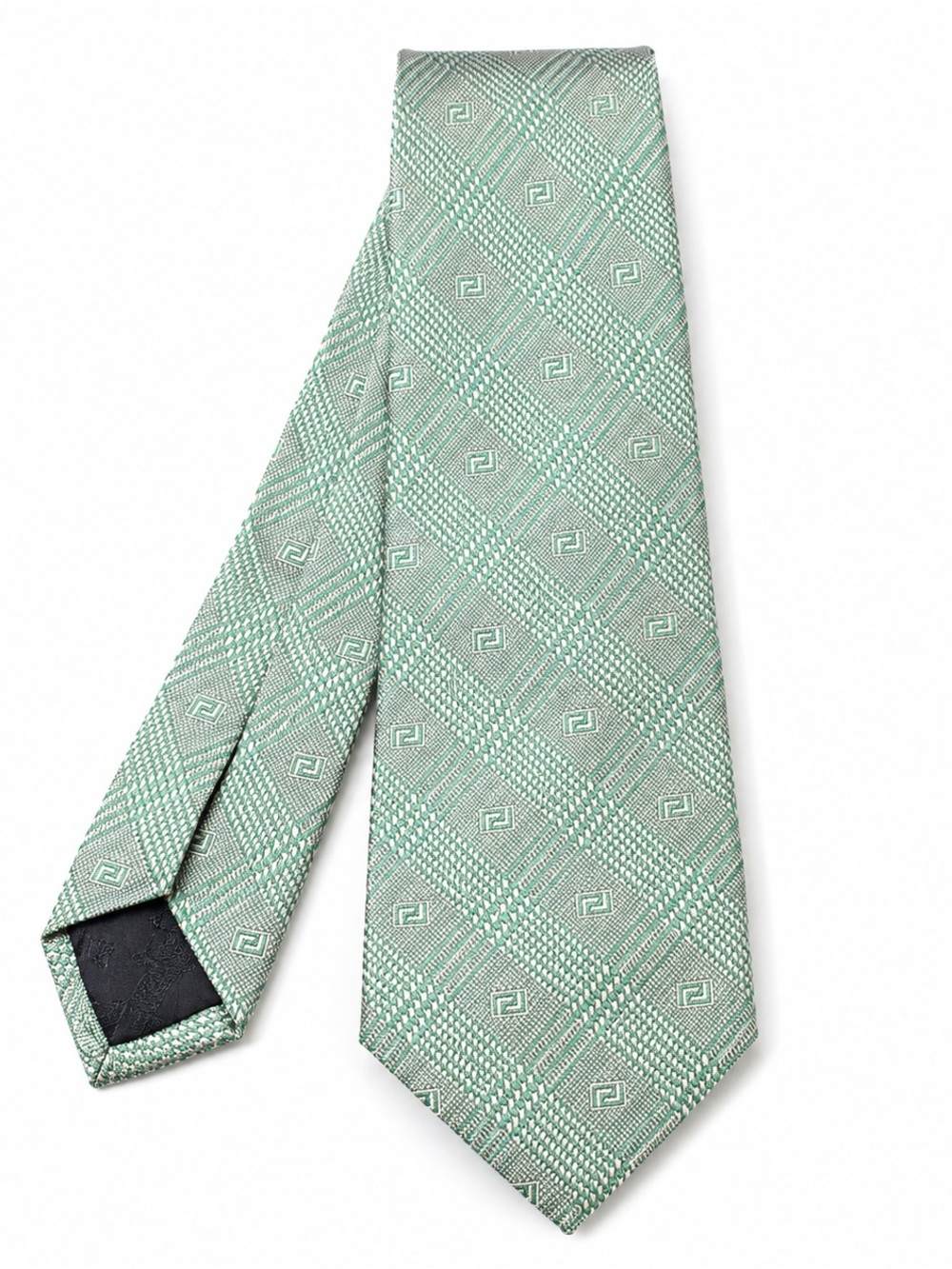 Versace Mint Green Geometric Silk Tie
